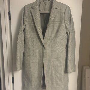 All Saints Long Gray Plaid Blazer